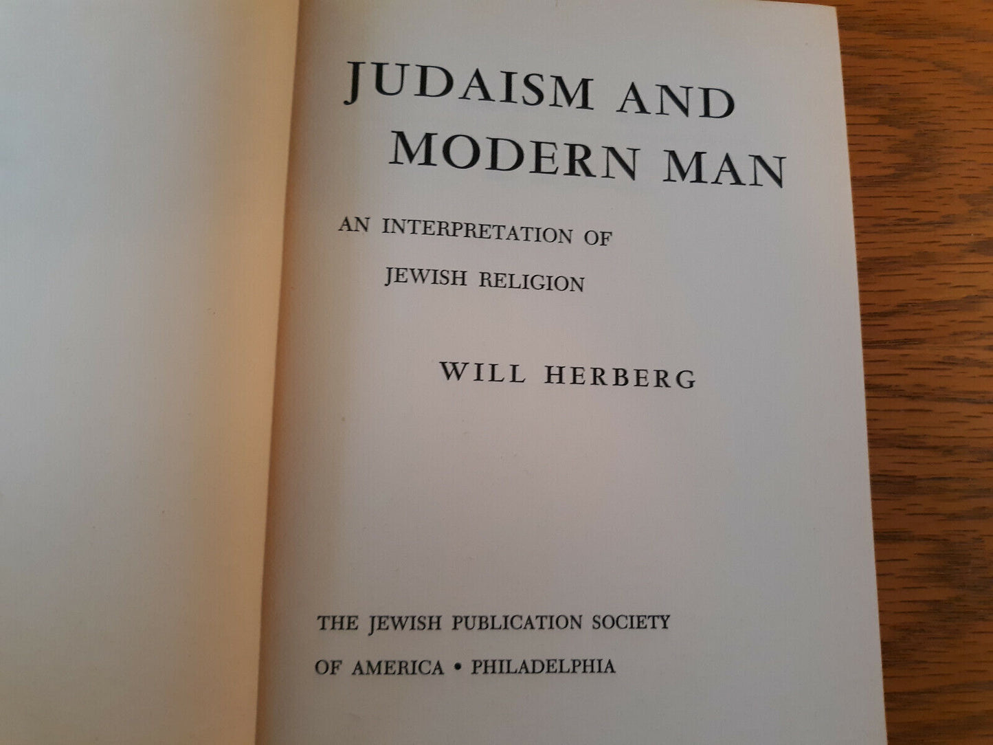 Judaism And Modern Man Will Herberg 1951 Jewish Publication Society Hardcover Du