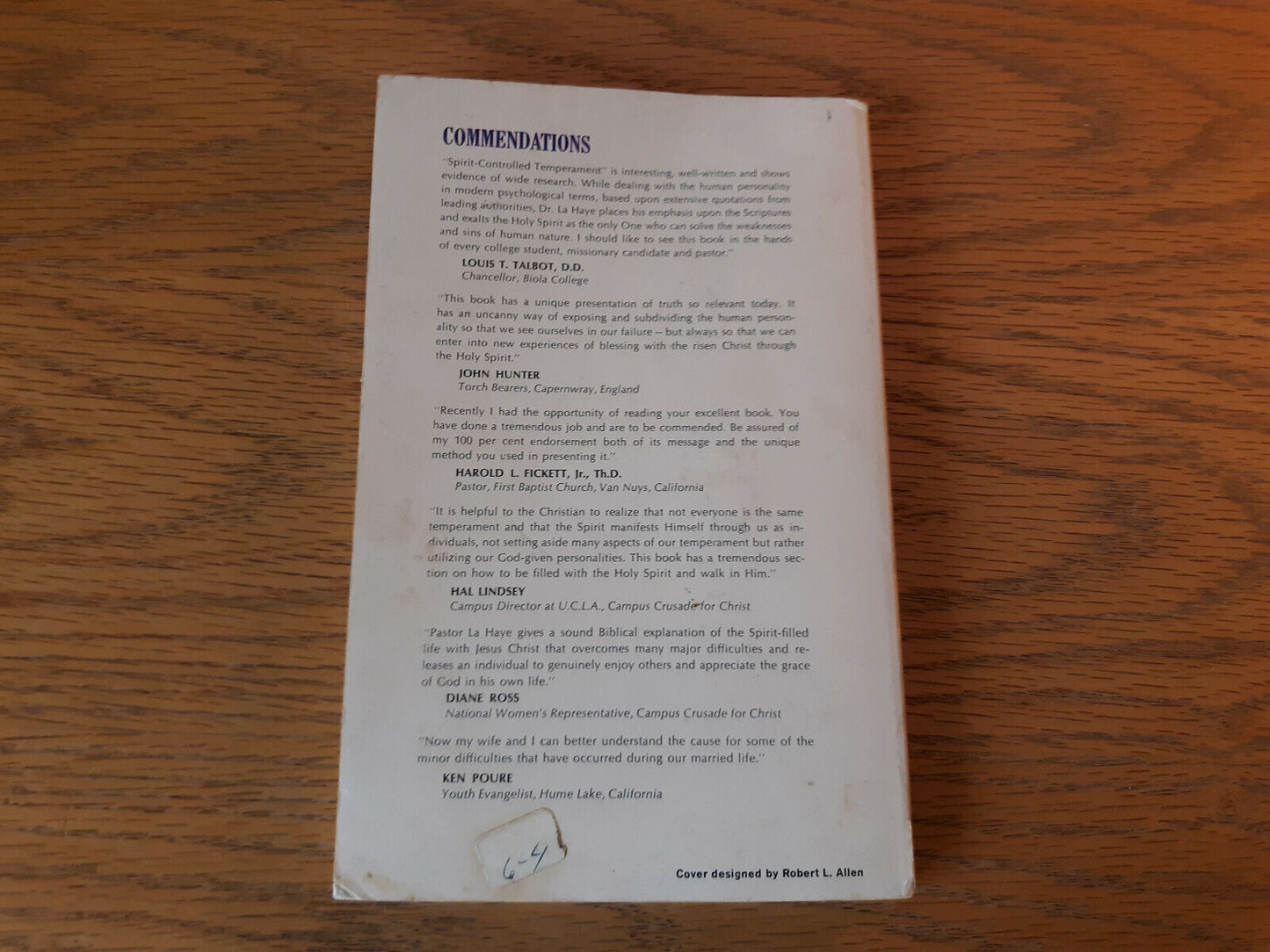 Spirit-Controlled Temperament By Tim Lahaye 1st Ed 16th Printing 1973