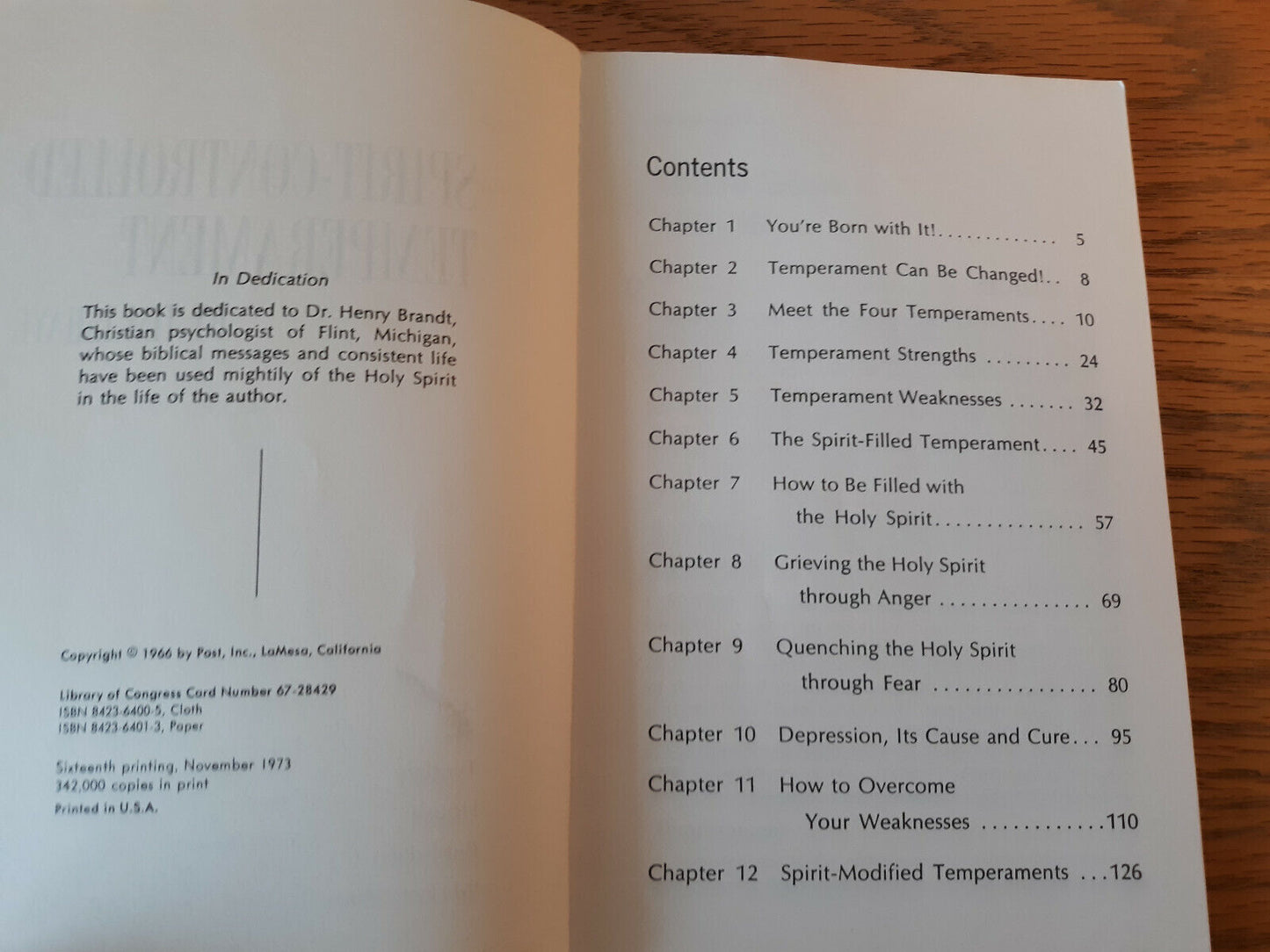 Spirit-Controlled Temperament By Tim Lahaye 1st Ed 16th Printing 1973