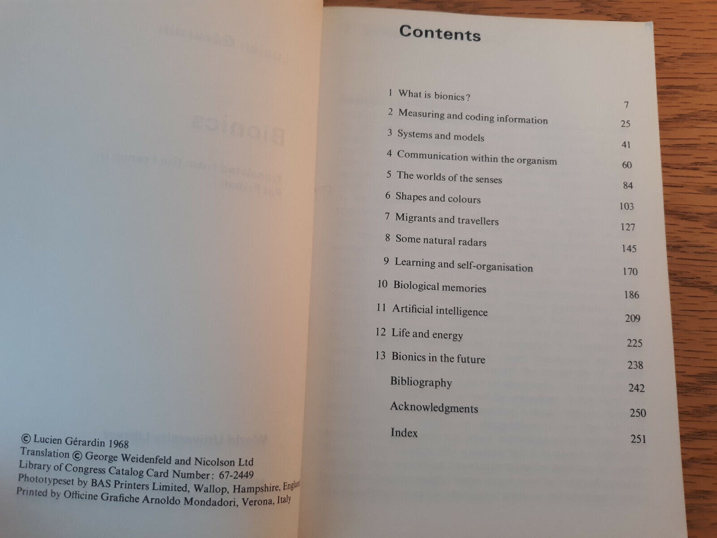 Bionics Lucien Gerardin 1968 McGraw Hill World University Library Paperback