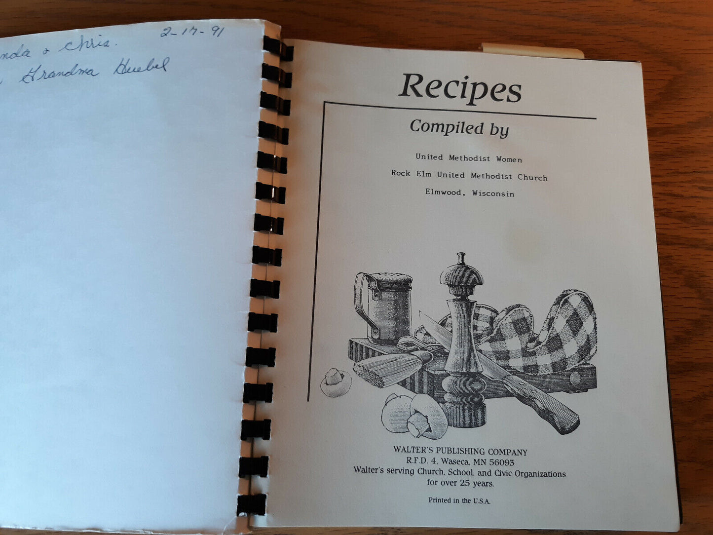 Rock Elm Centennial Cookbook 1885-1985 United Methodist Women Wisconsin