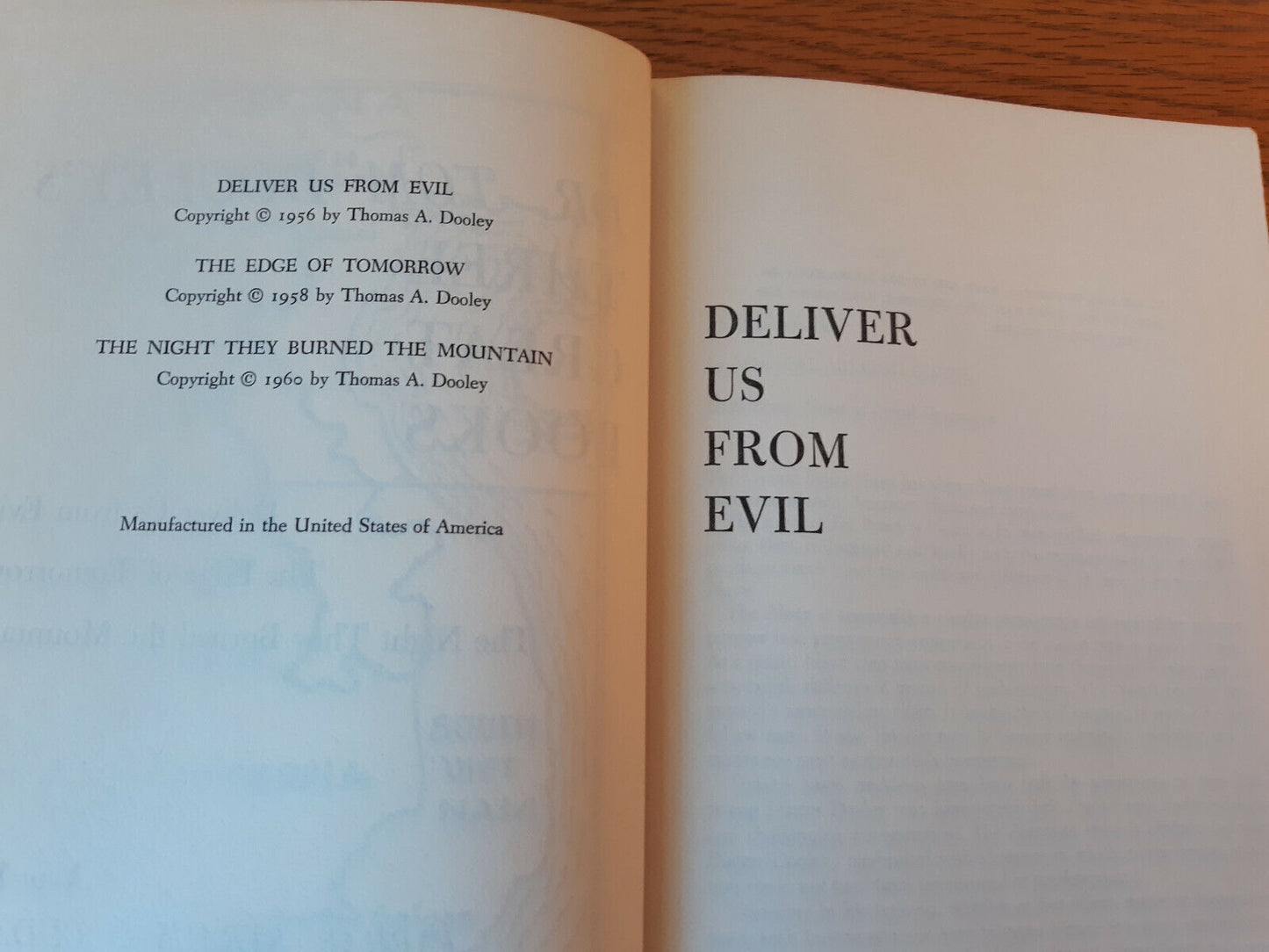 Dr Tom Dooley's Three Great Books 1960 Hardcover Farrar, Straus & Cudahy B