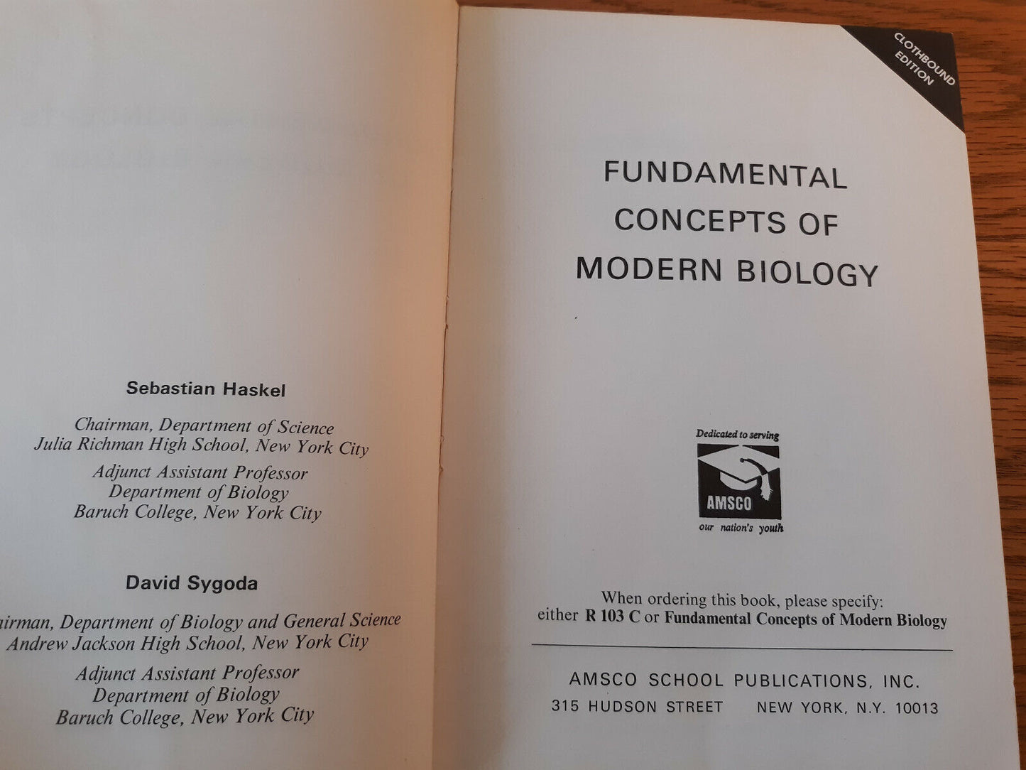 Fundamental Concepts Of Modern Biology By Sebastian Haskel 1972 Hardcover