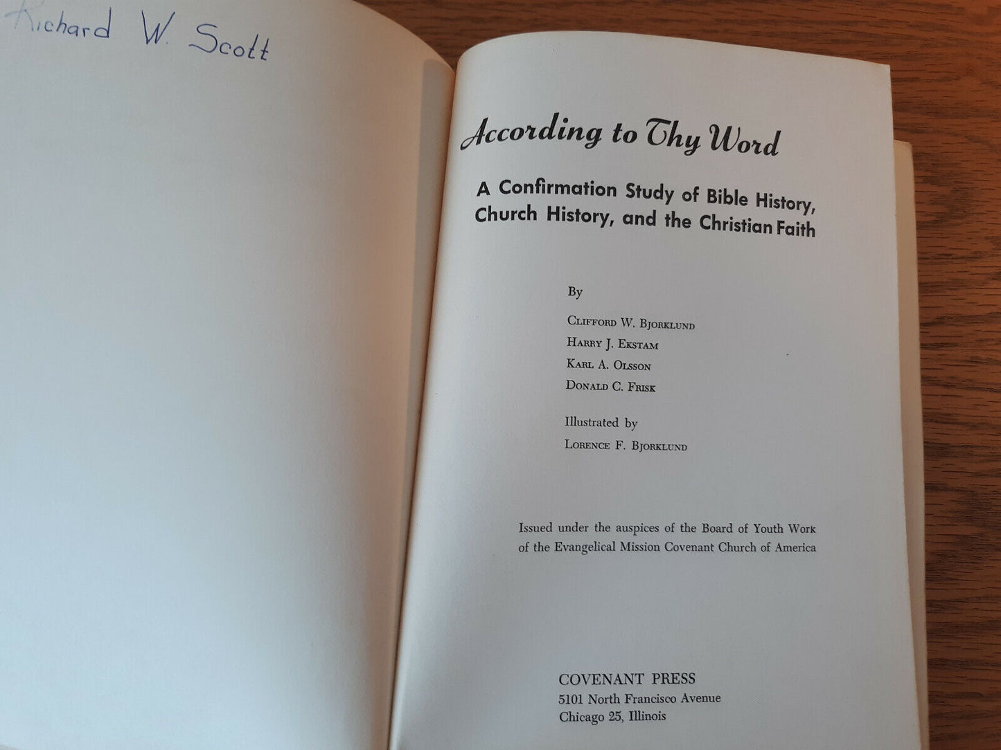 According To Thy Word Clifford Bjorklund 1955 Covenant Press Hardcover