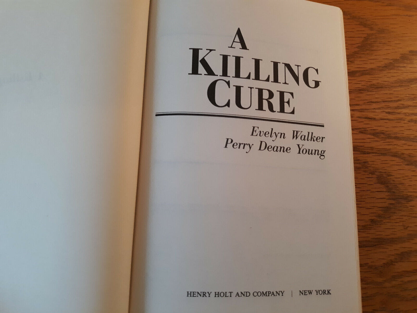 A Killing Cure Evelyn Walker 1986 Hardcover Dust Jacket Book Club Edition Perry