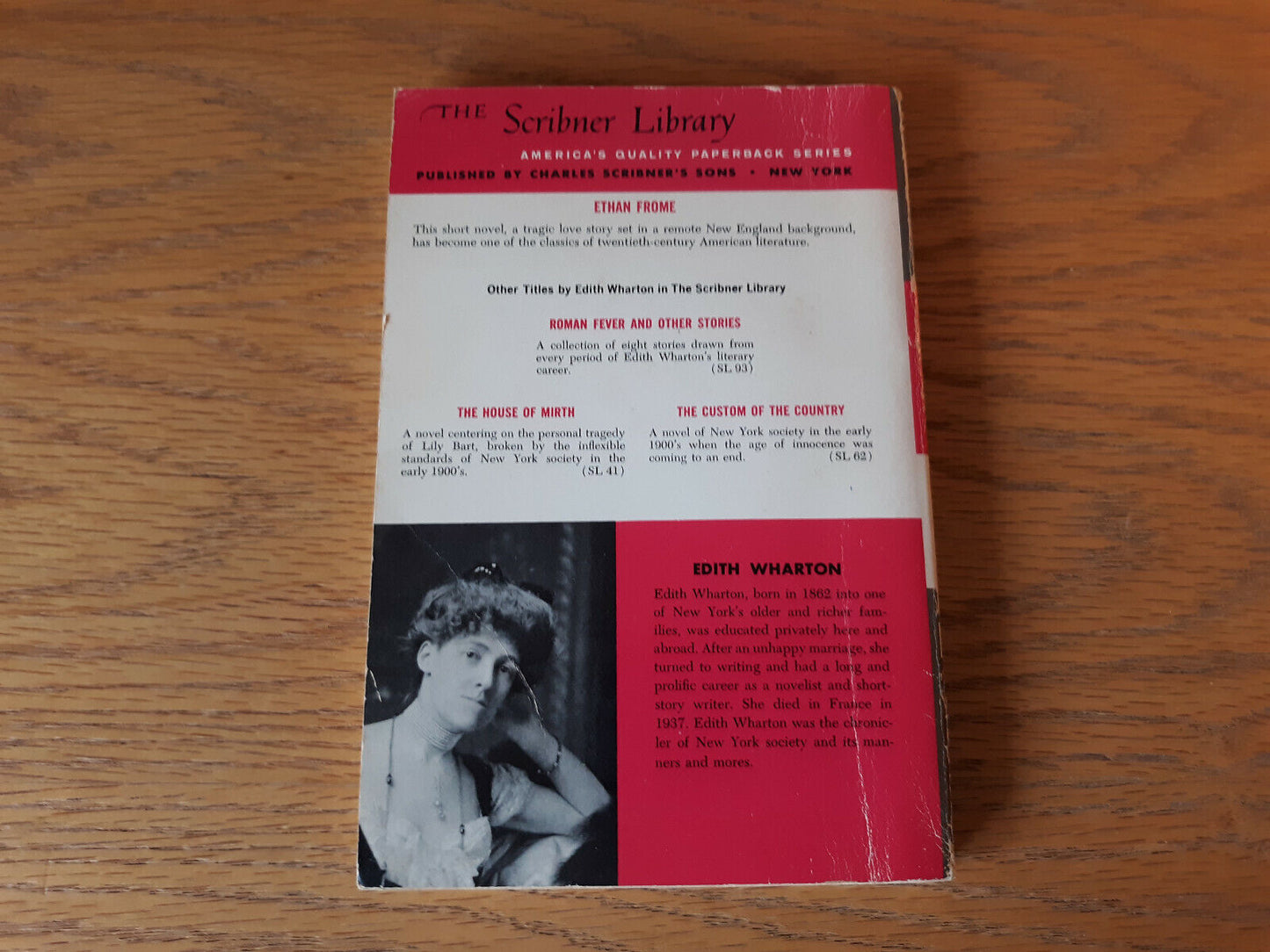 Ethan Frome by Edith Wharton, Vintage Paperback, Scribner Library Edition, 1939