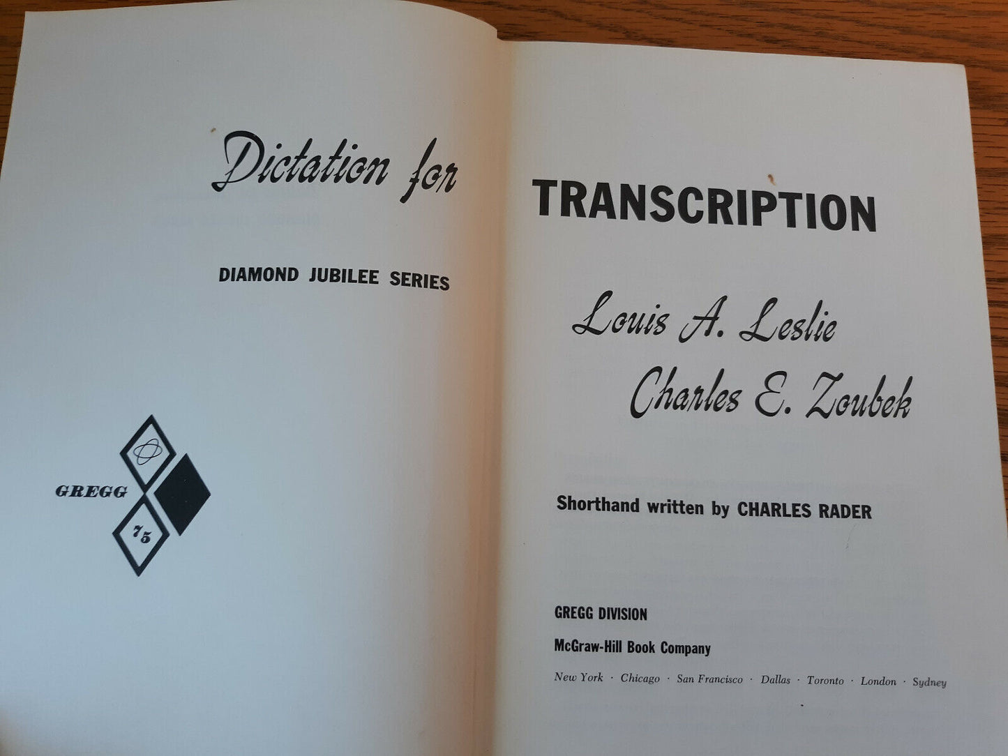 Dictation For Transcription Louis Leslie 1963 Hardcover Diamond Jubilee Series M