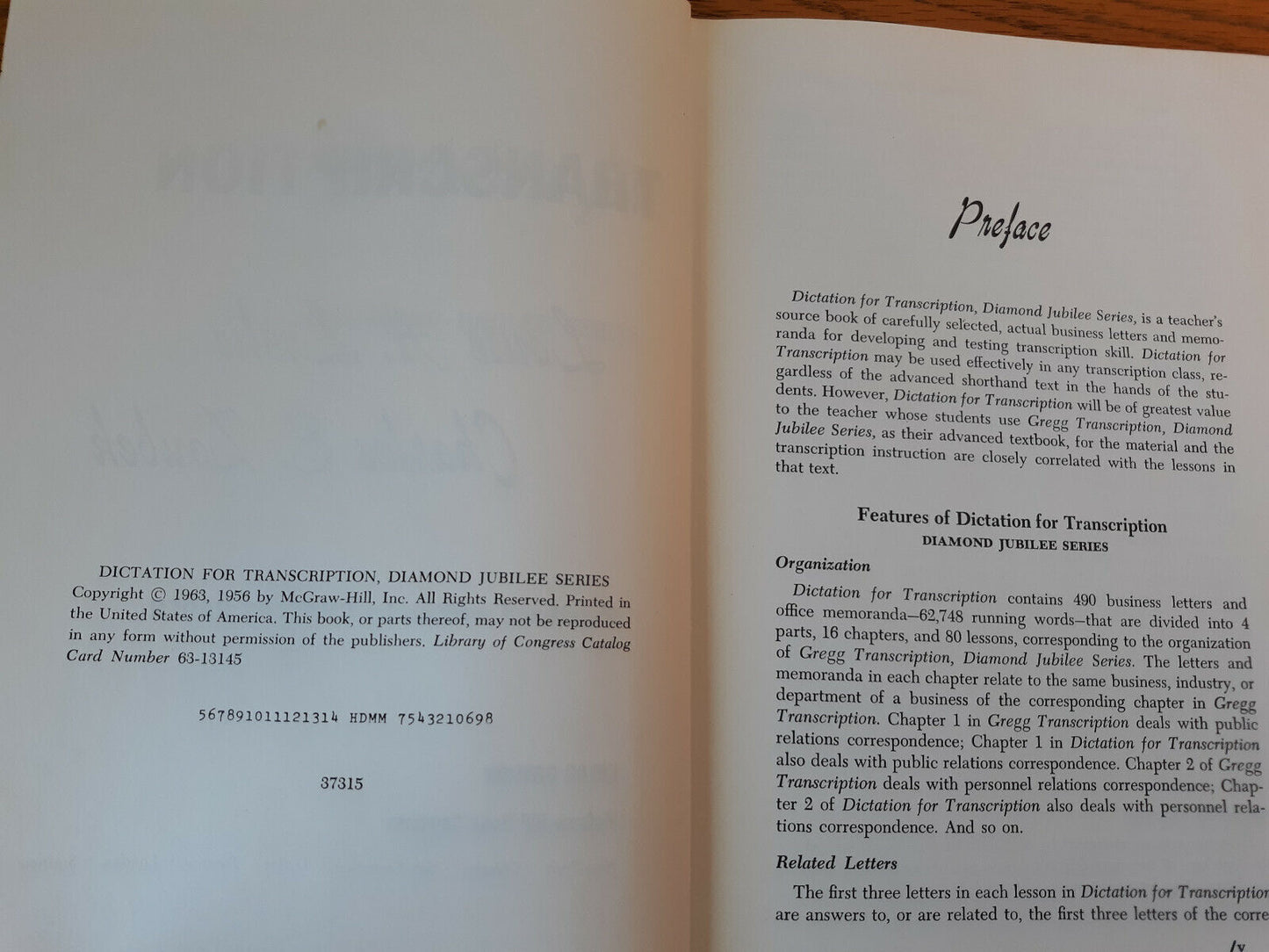 Dictation For Transcription Louis Leslie 1963 Hardcover Diamond Jubilee Series M