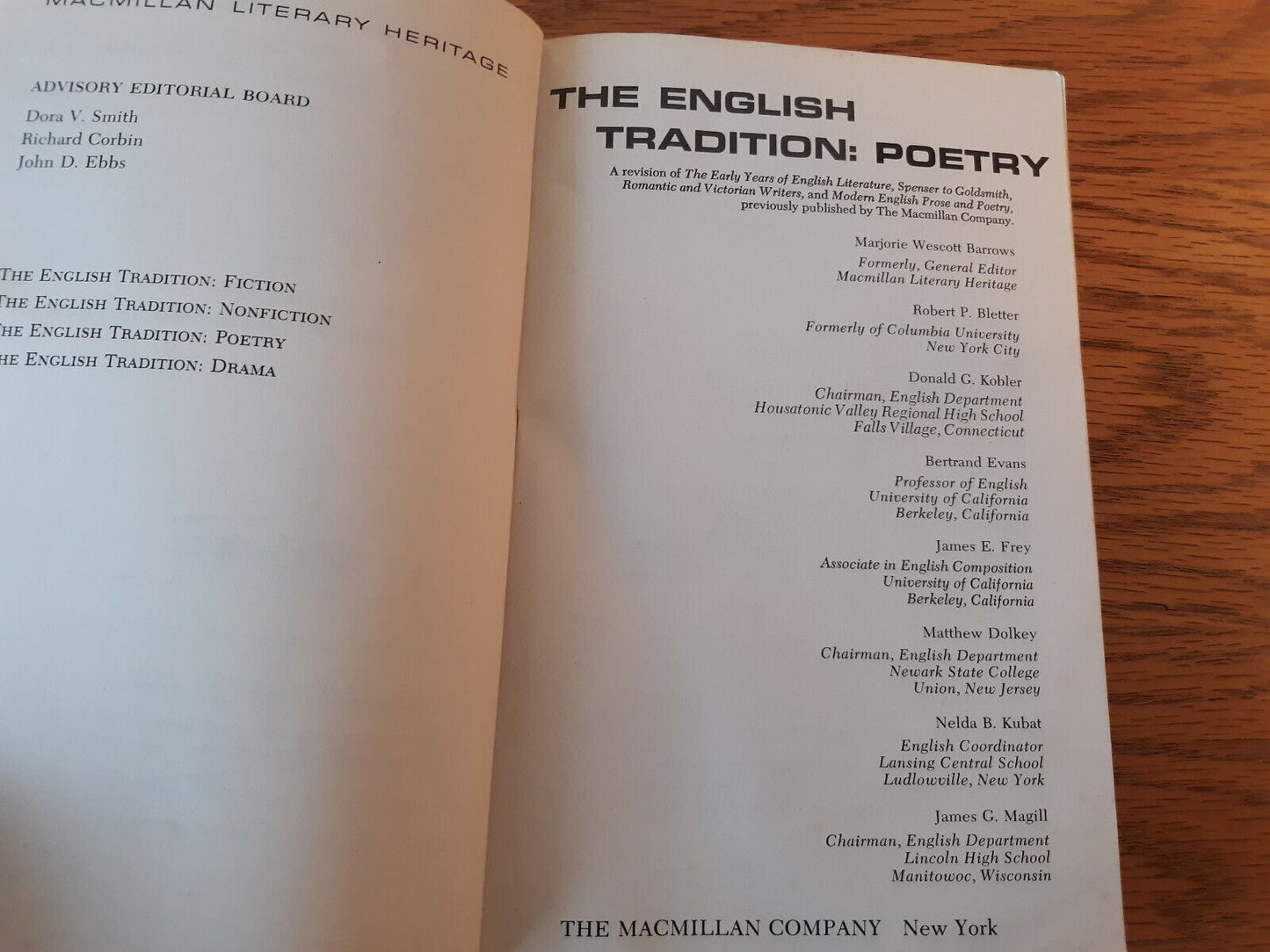 The English Tradition Poetry Macmillan Literary Heritage 1968 Marjorie Wescott B