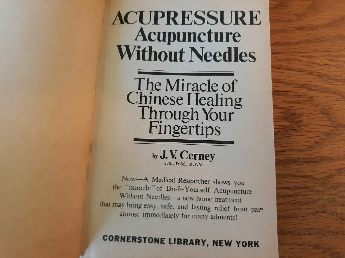 Acupressure Acupuncture Without Needles J V Cerney 1979 Paperback