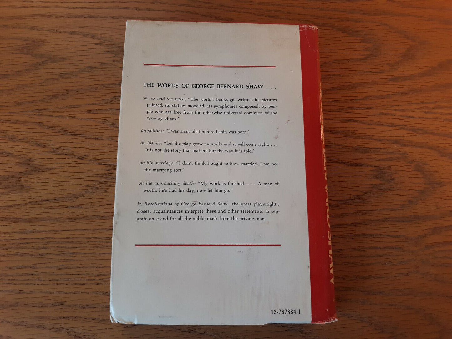 Recollections Of George Bernard Shaw R J Minney 1969 Prentice Hall Hardcover