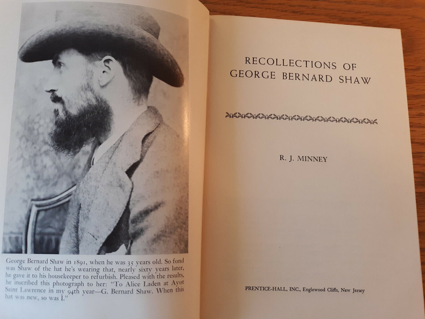 Recollections Of George Bernard Shaw R J Minney 1969 Prentice Hall Hardcover