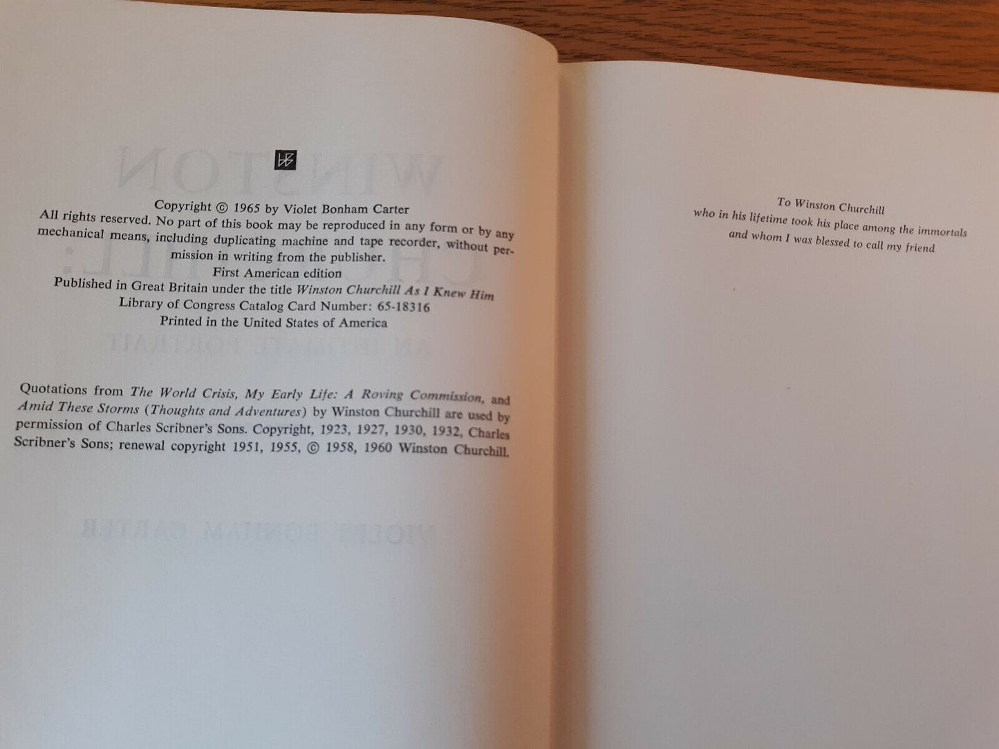 Winston Churchill An Intimate Portrait Violet Bonham Carter 1965 Hardcover Harco