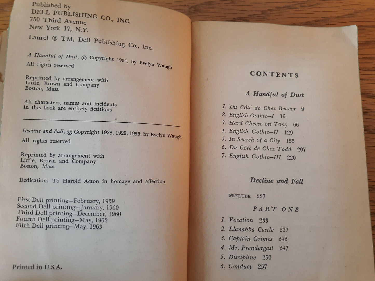 A Handful Of Dust Evelyn Waugh Decline And Fall 1963 Paperback Laurel