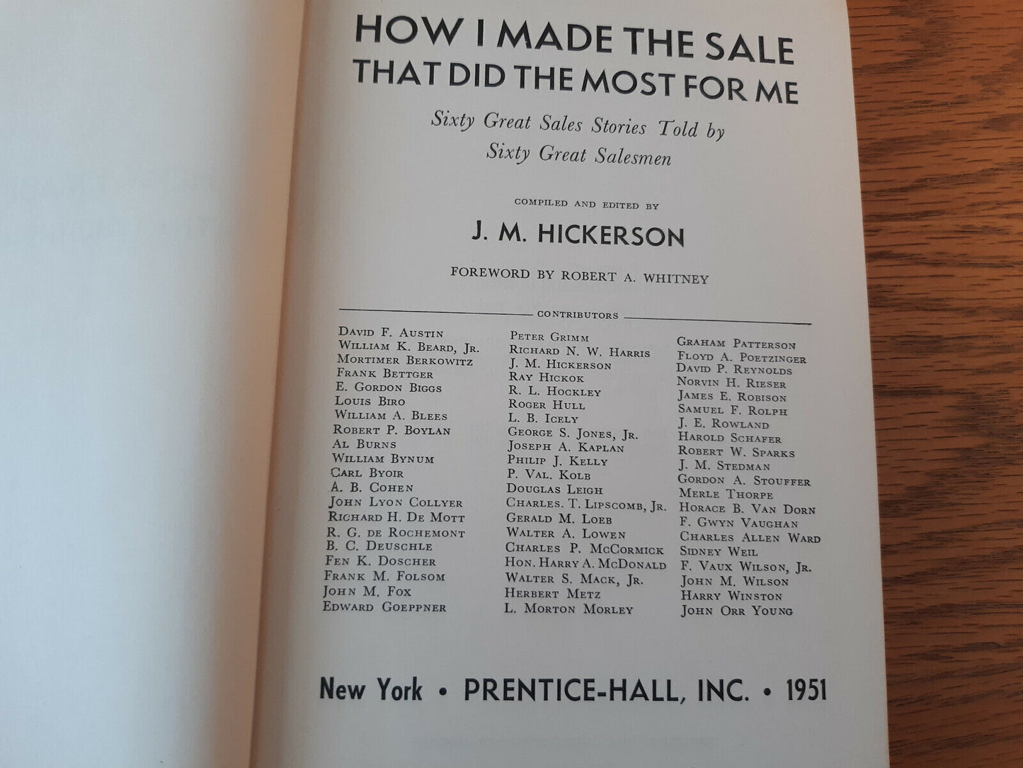 How I Made The Sale That Did The Most For Me J M Hickerson 1951 Hardcover Prenti