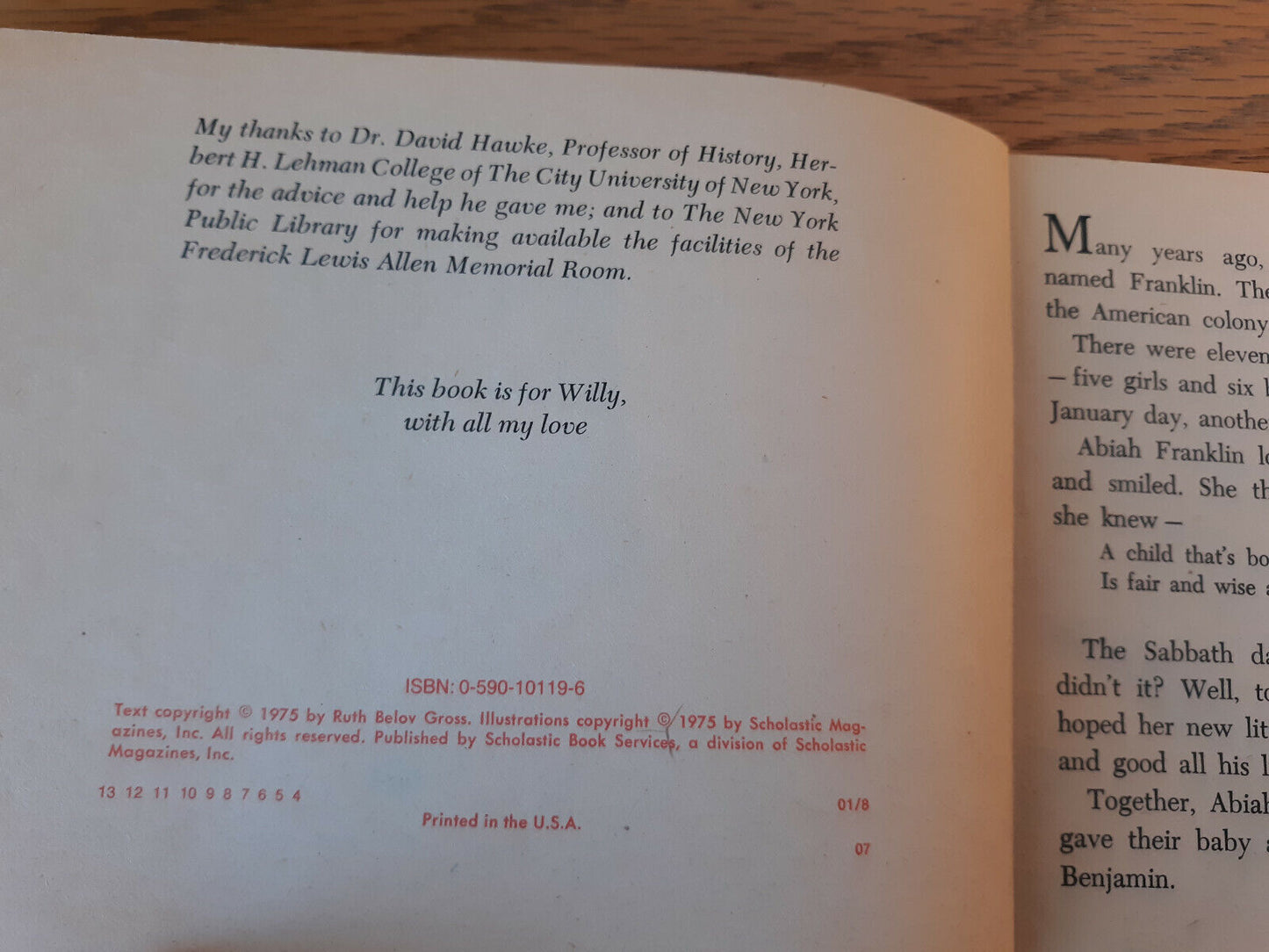 A Book About Benjamin Franklin Ruth Belov Gross 1975 Scholastic Paperback
