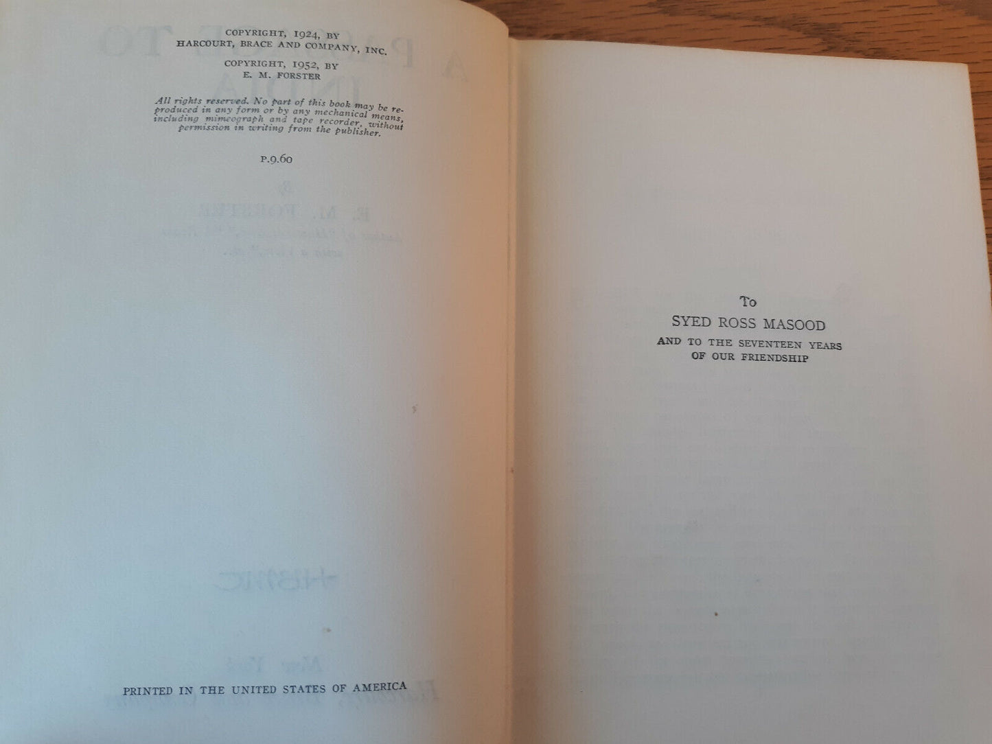 A Passage To India E M Forster 1952 Hardcover Harcourt, Brace