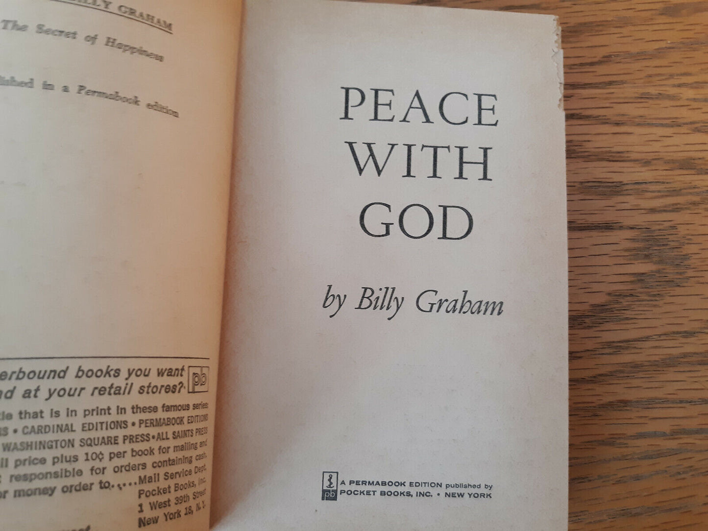 Billy Graham Peace With God 1963 Paperback Pocket Books