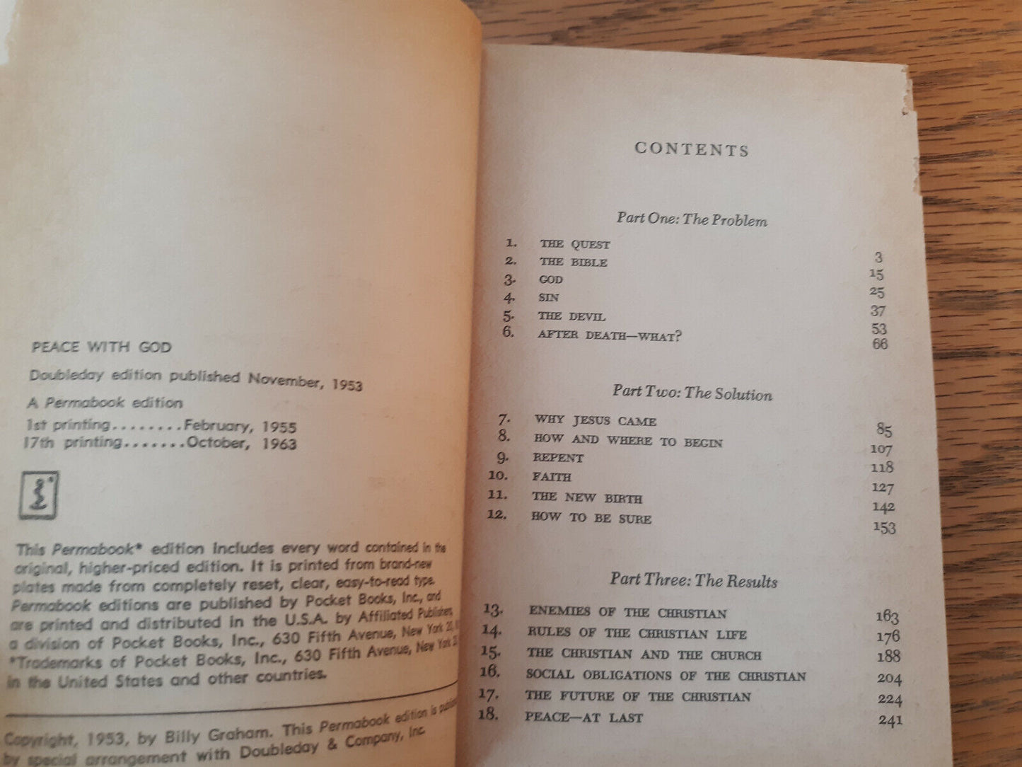Billy Graham Peace With God 1963 Paperback Pocket Books