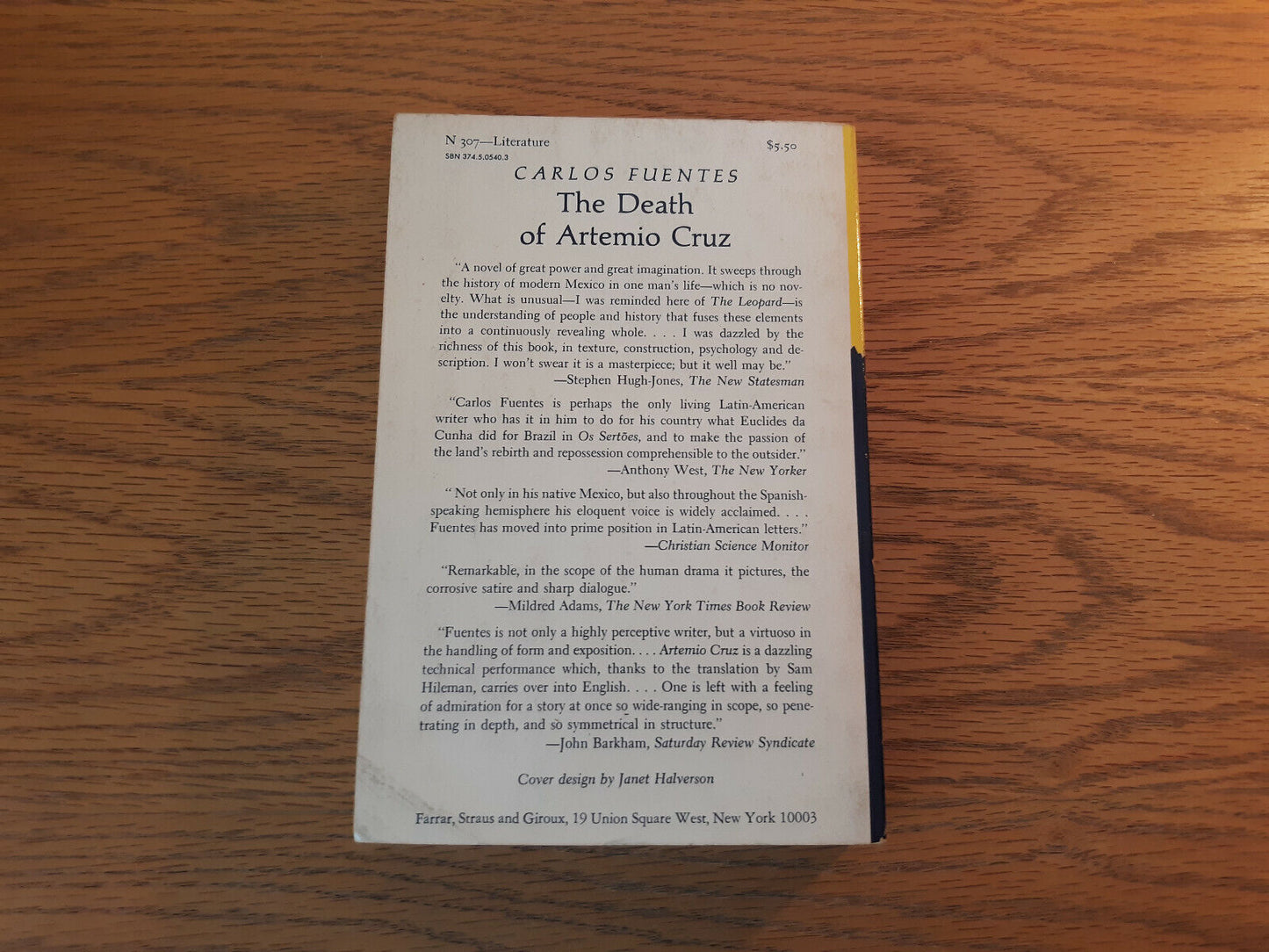 The Death Of Artemio Cruz Carlos Fuentes 1980 Farrar, Struas And Giroux Paperbac