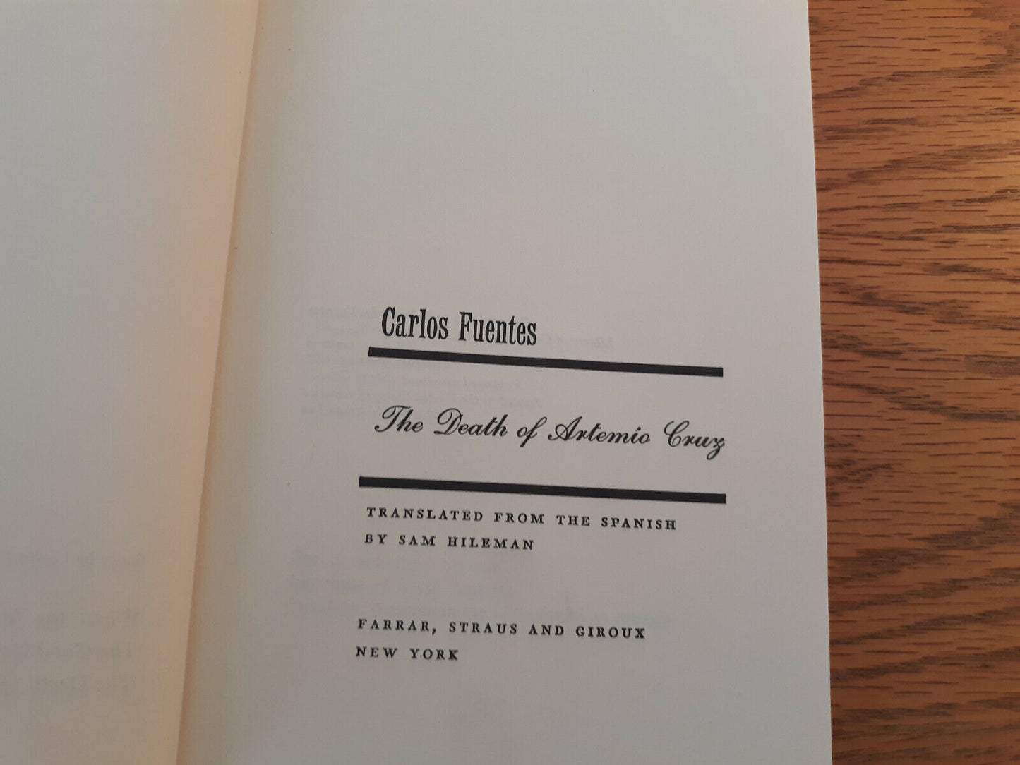 The Death Of Artemio Cruz Carlos Fuentes 1980 Farrar, Struas And Giroux Paperbac
