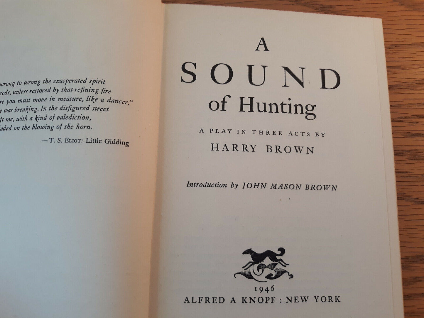 A Sound Of Hunting Harry Brown 1946 1st Edition Alfred A Knopf Hardcover