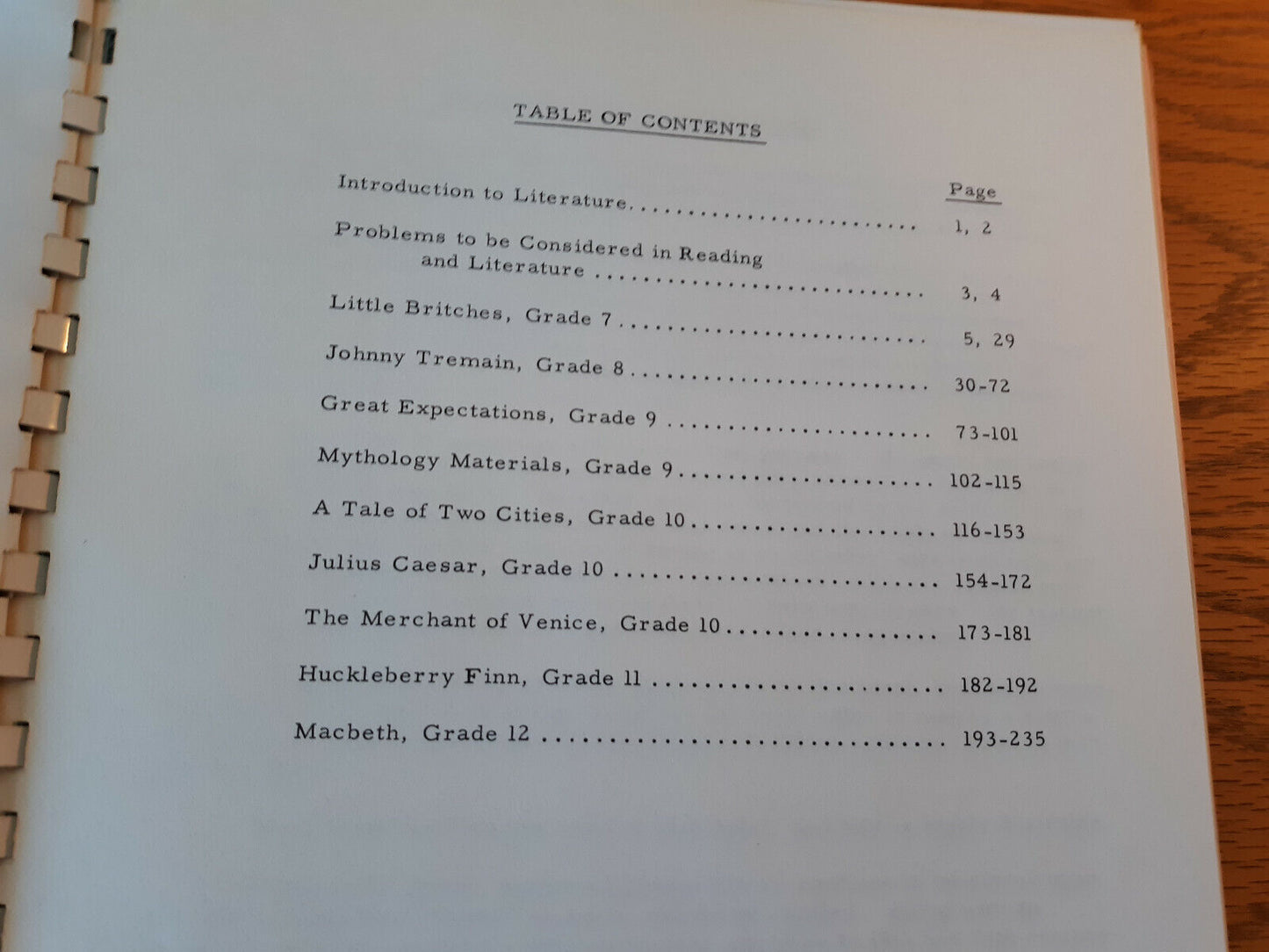 A Curriculum Guide In English Volume II Literature Grades 7-12 Napa County 1961