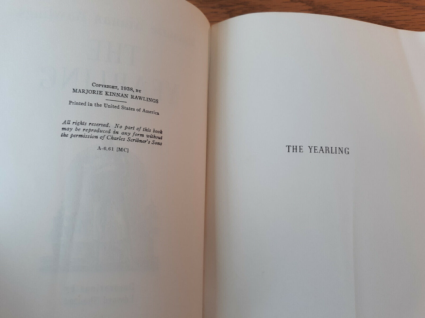 The Yearling Marjorie Kinnan Rawlings 1938 Charles Scribner's Sons Paperback