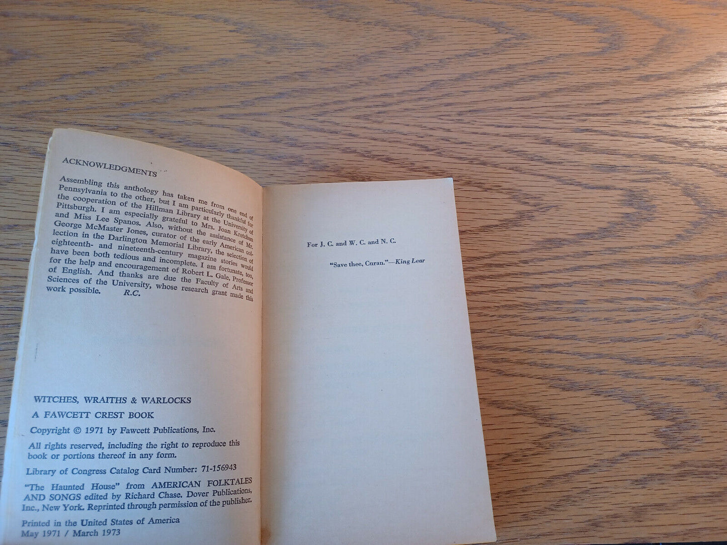 Witches Wraiths & Warlocks Ronald Curran 1973 Supernatural Tales Paperback
