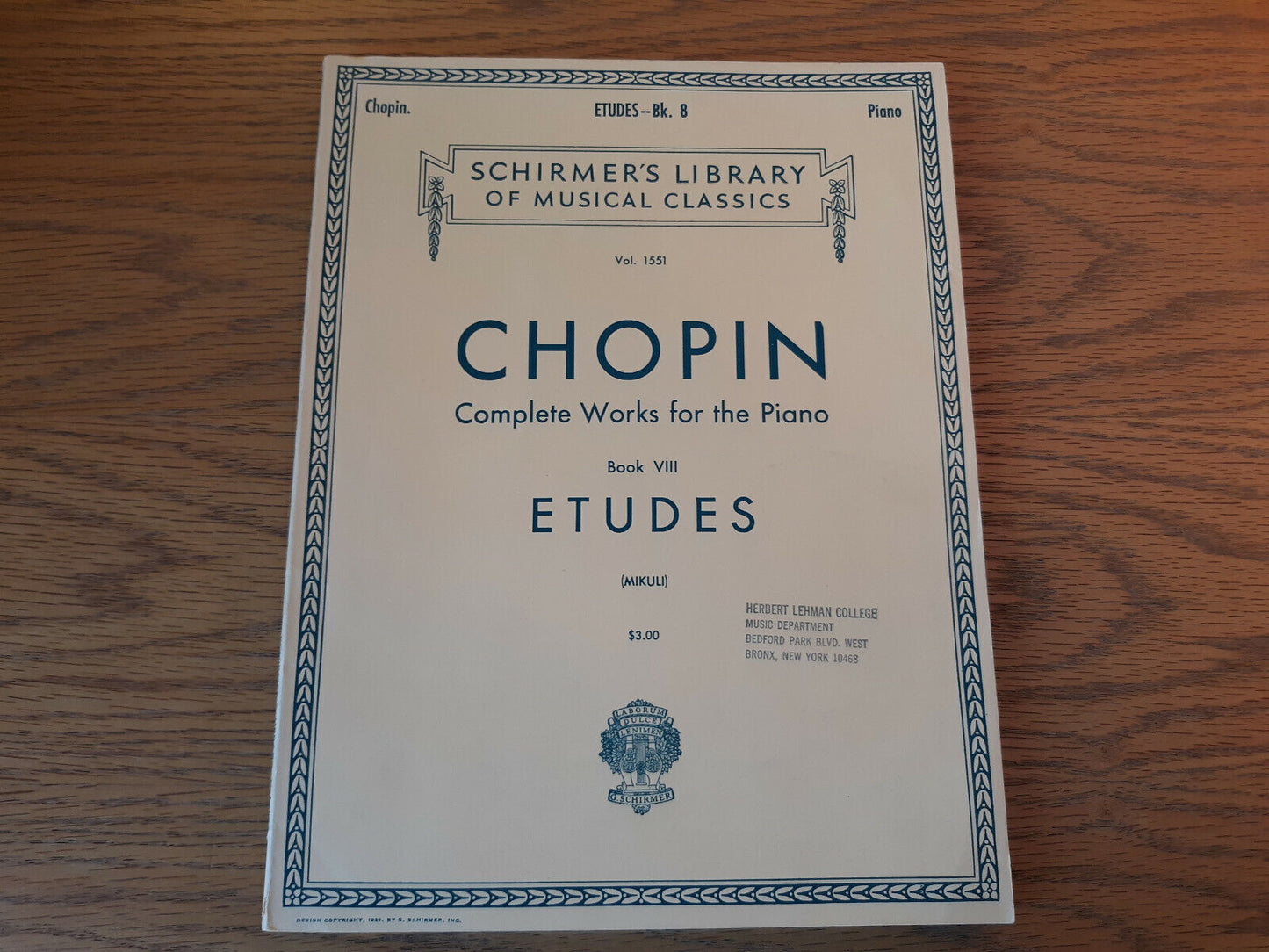 Chopin Complete Works For The Piano Book VIII Etudes G Schirmer Music