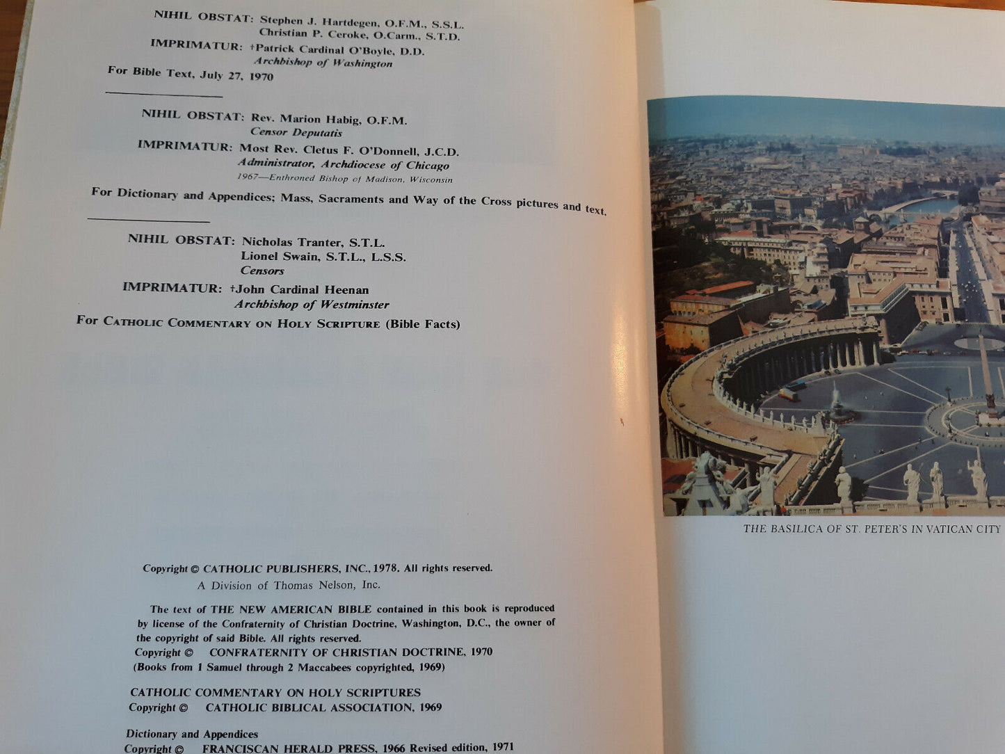 Holy Bible New American Bible Catholic Heritage Edition 1978 Hardcover