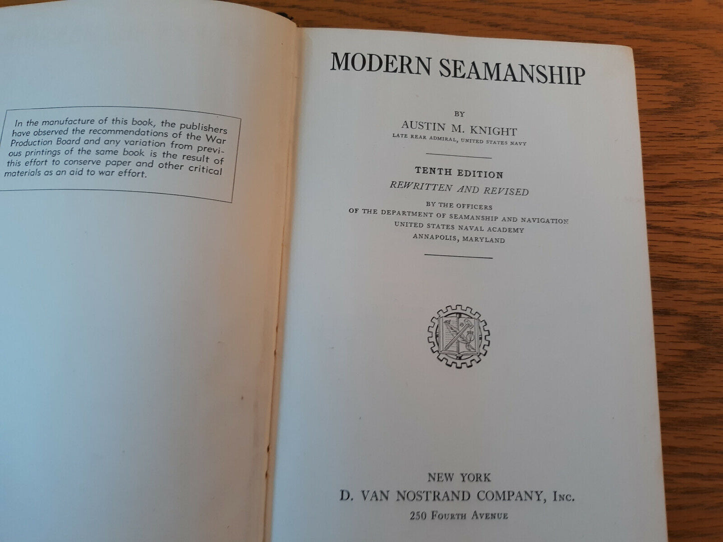 Modern Seamanship Austin M Knight Tenth Edition 1943 Hardcover D Van Nostrand