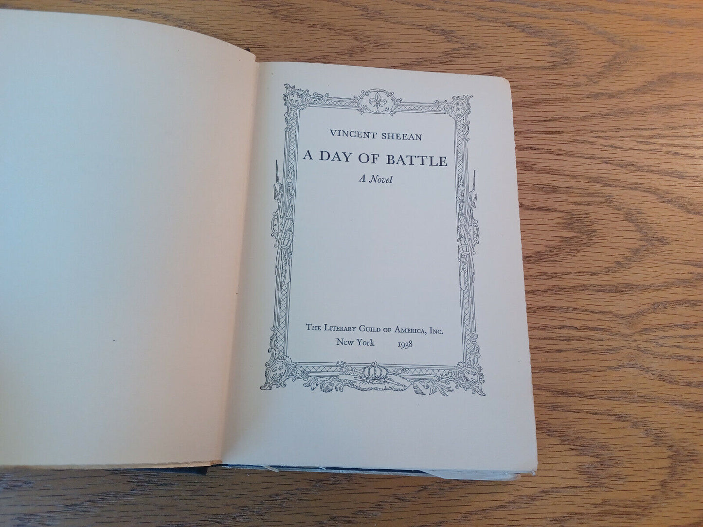A Day Of Battle Vincent Sheean 1938 Hardcover Dust Jacket Literary Guild Of Amer