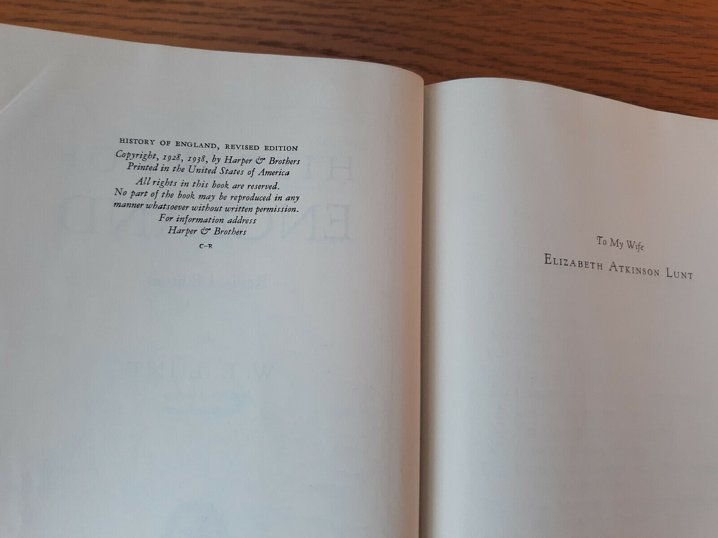 History Of England W E Lunt 1938 Hardcover Harper & Brothers