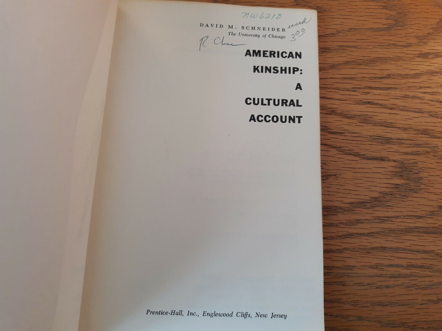 American Kinship A Cultural Account David M Schneider 1968 Paperback Prentice Ha