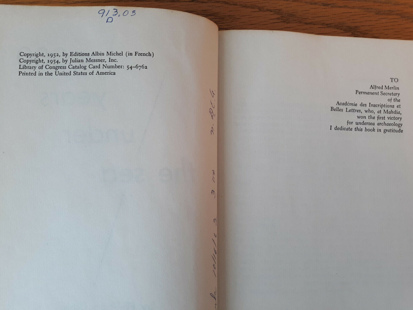 4,000 Years Under The Sea Philippe Diole 1954 Hardcover