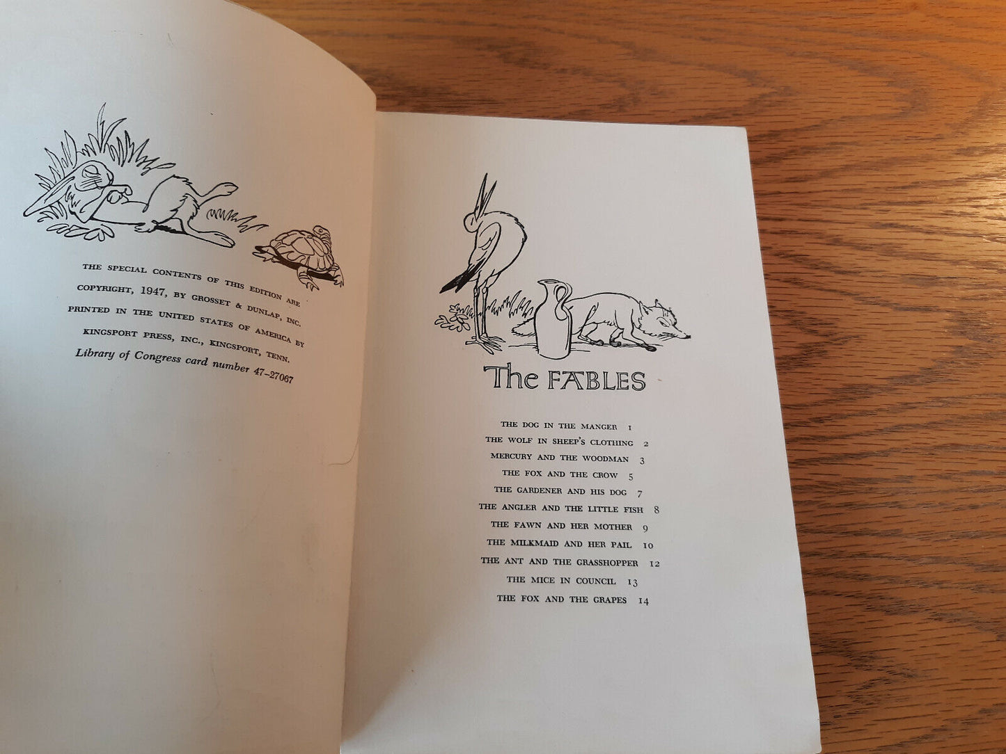 Aesop's Fables Illustrated Junior Library 1947 Grosset & Dunlap Hardcover