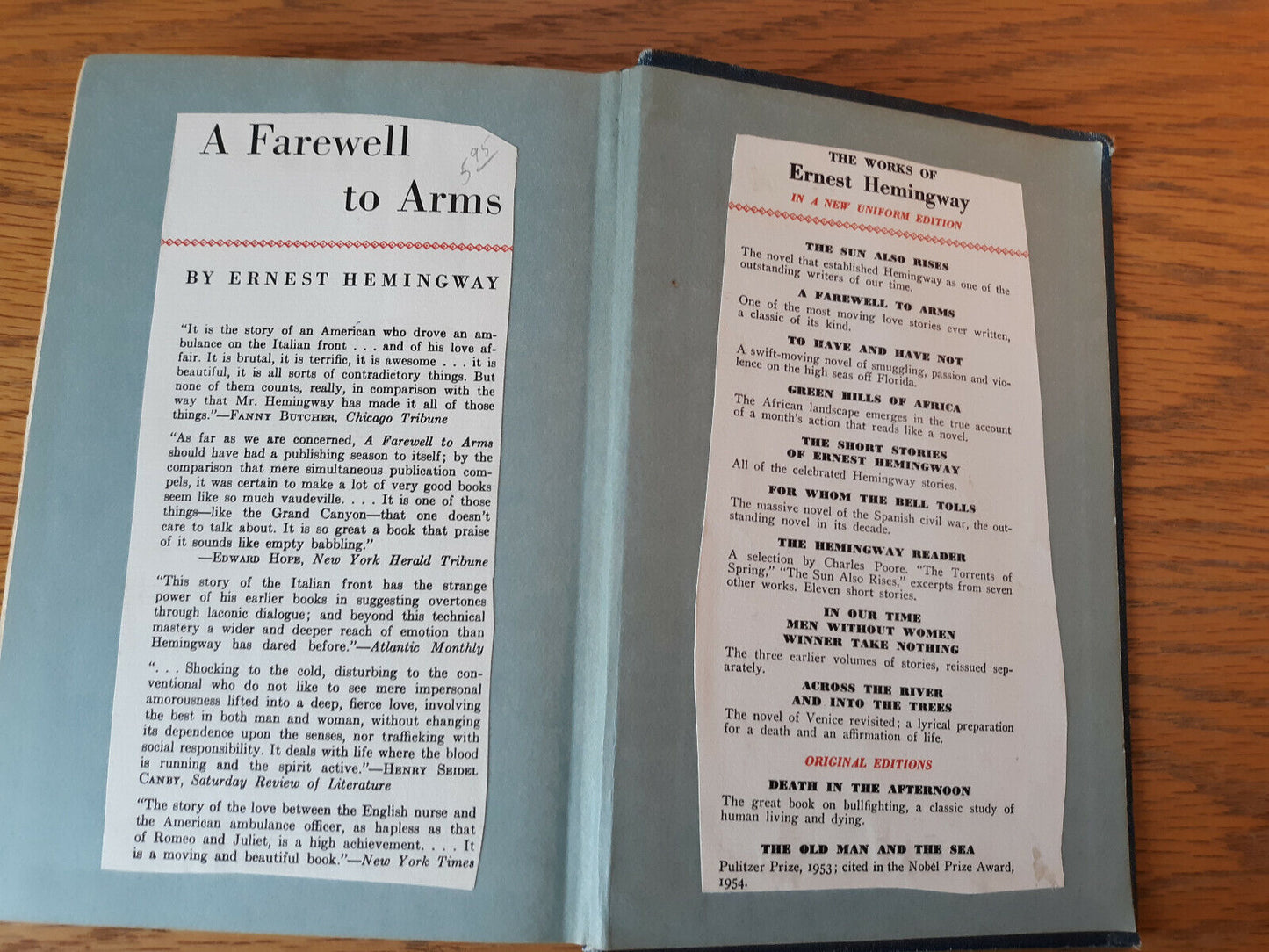 Ernest Hemingway A Farewell To Arms 1957 Hardcover Charles Scribner's Sons