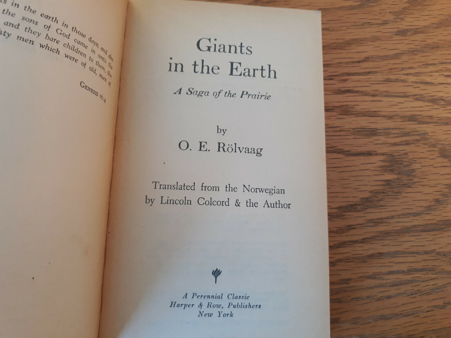 Giants In The Earth O E Rolvaag 1955 Perennial Classic Harper & Row Paperback
