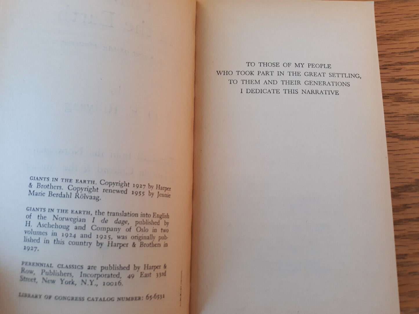 Giants In The Earth O E Rolvaag 1955 Perennial Classic Harper & Row Paperback