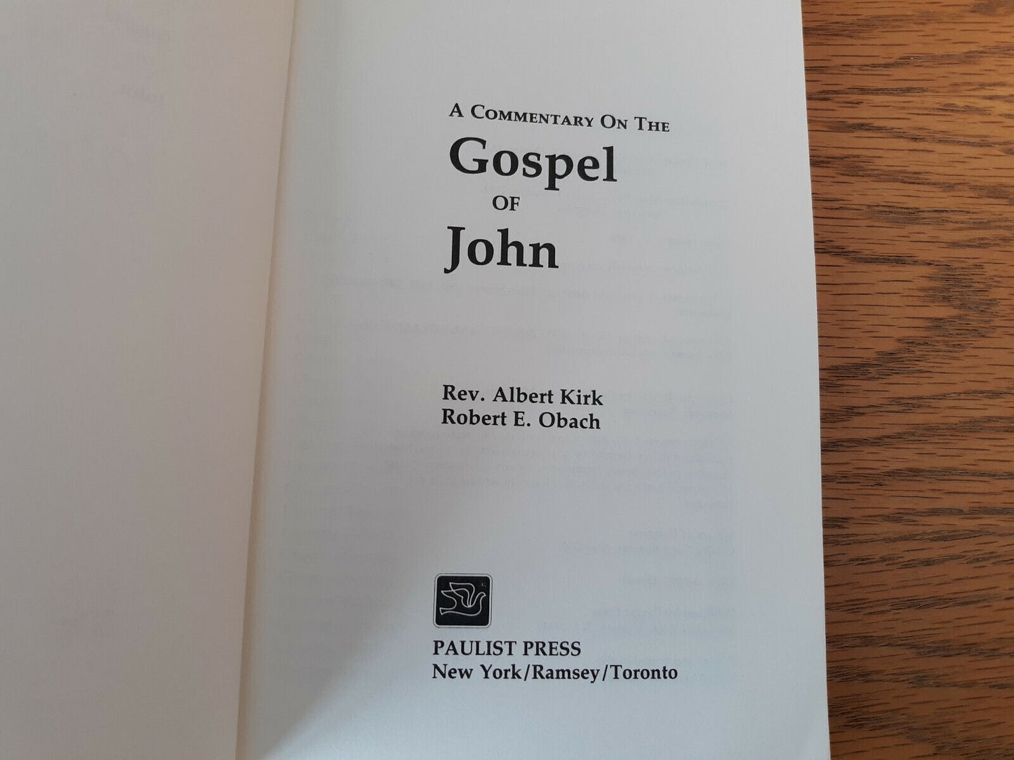 A Commentary On The Gospel Of John Robert E Obach 1981 Paulist Press Paperback