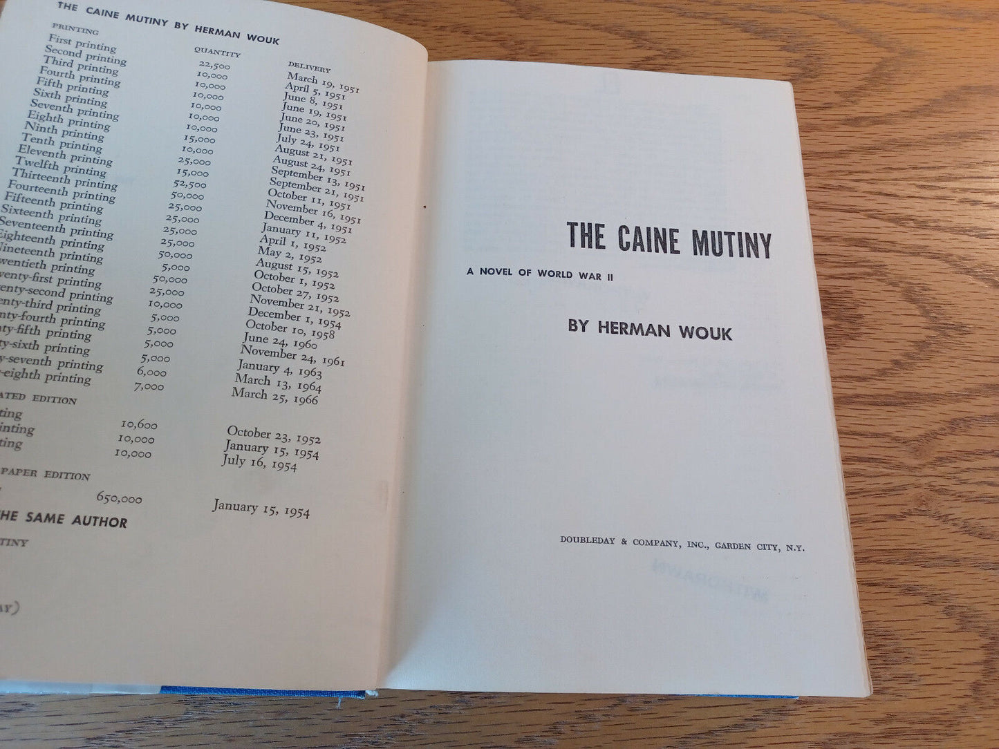 The Caine Mutiny Herman Wouk 1951 Hardcover Dust Jacket Doubleday