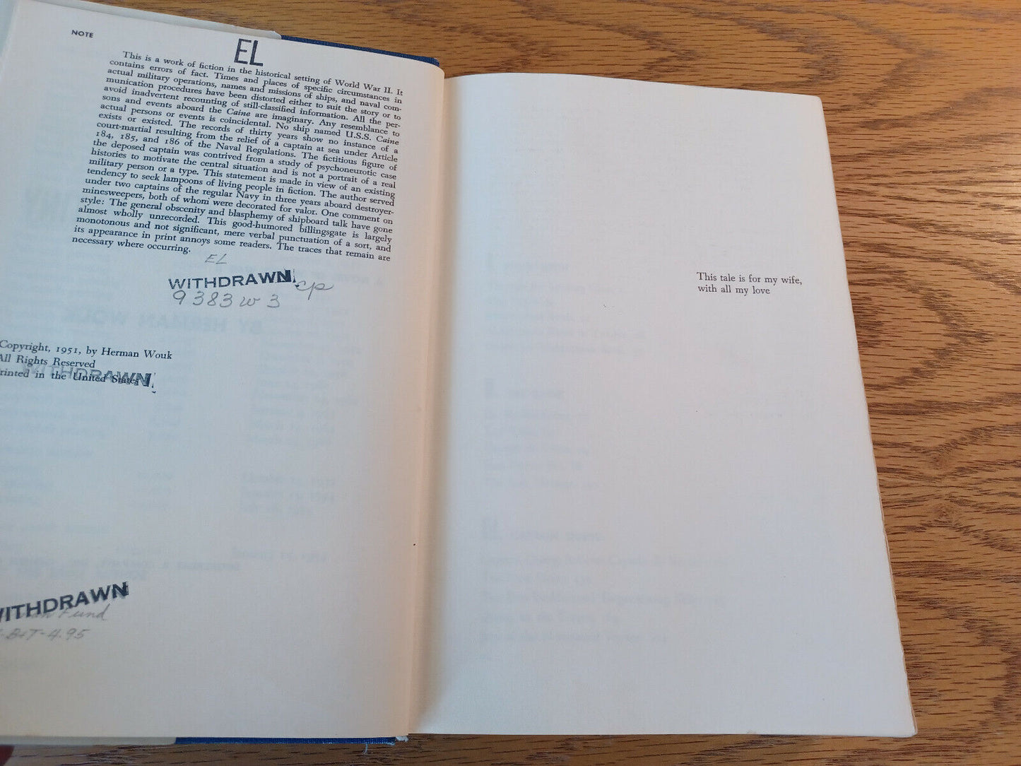 The Caine Mutiny Herman Wouk 1951 Hardcover Dust Jacket Doubleday