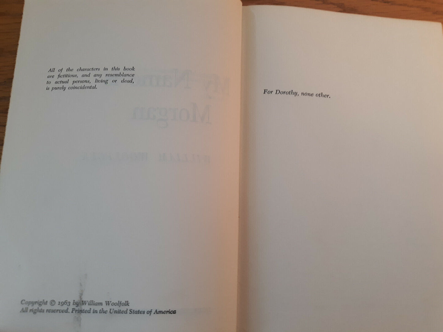 My Name Is Morgan William Woolfolk 1963 Hardcover Doubleday