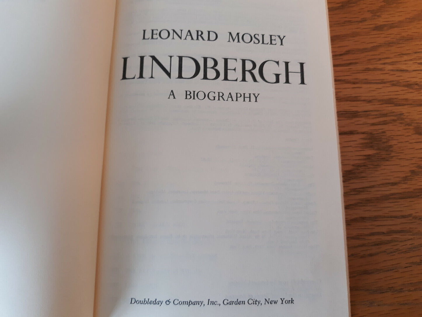 Leonard Mosley Lindbergh 1976 Book Club Edition Biography Hardcover Dust Jacket