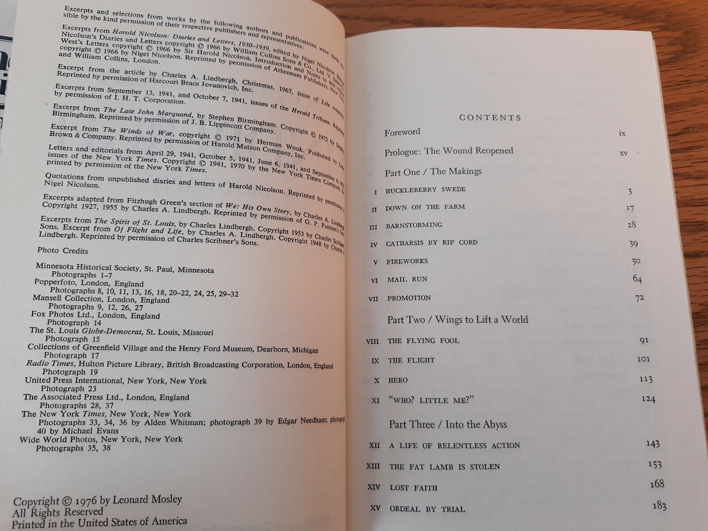 Leonard Mosley Lindbergh 1976 Book Club Edition Biography Hardcover Dust Jacket