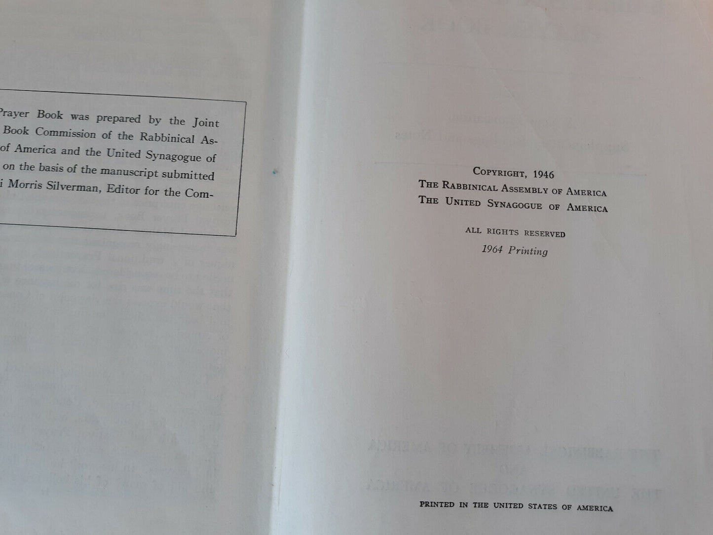 Sabbath And Festival Prayer Book 1964 Hardcover Rabbinical Assembly Of America
