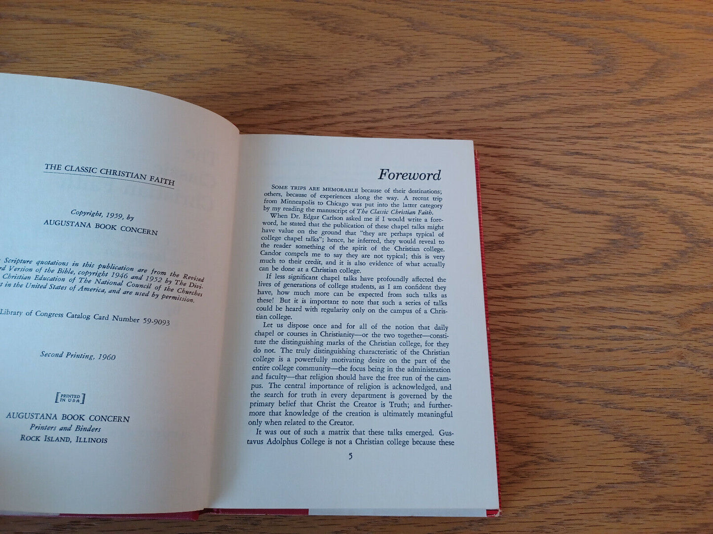 The Classic Christian Faith Edgar M Carlson 1960 Hardcover Dust Jacket Augustana