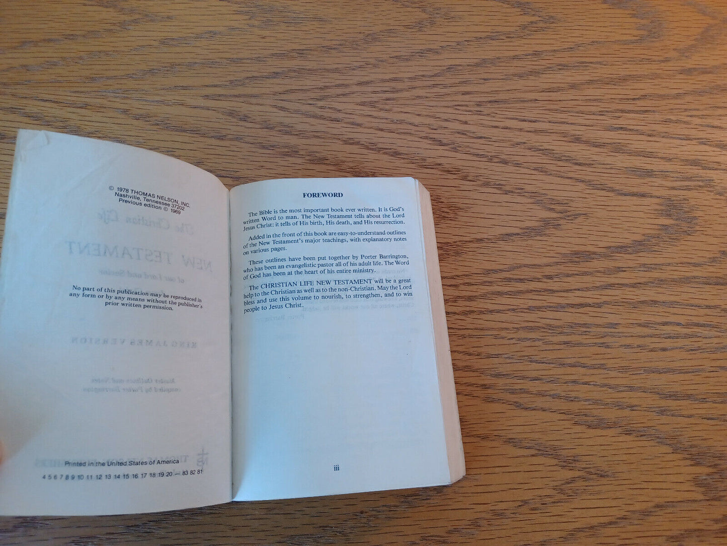 The Christian Life New Testament With Master Outlines 1978 King James Version Th