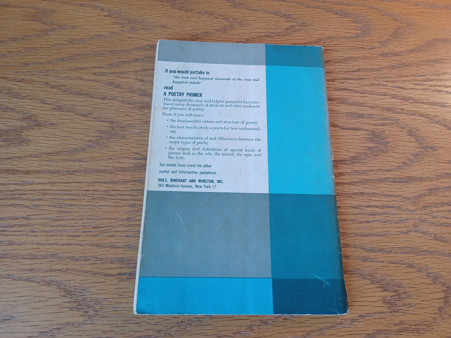 A Poetry Primer Gerald Sanders 1962 Holt, Rinehart & Winston Softcover Paperback